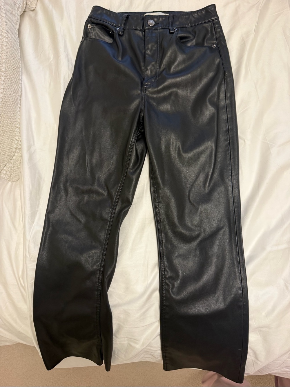 Faux Black Leather Capri